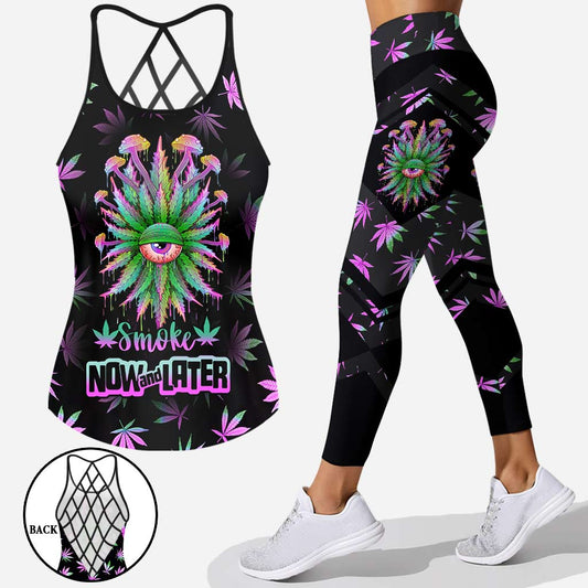Smoke Now And Later - Weed Cross Tank Top and Leggings