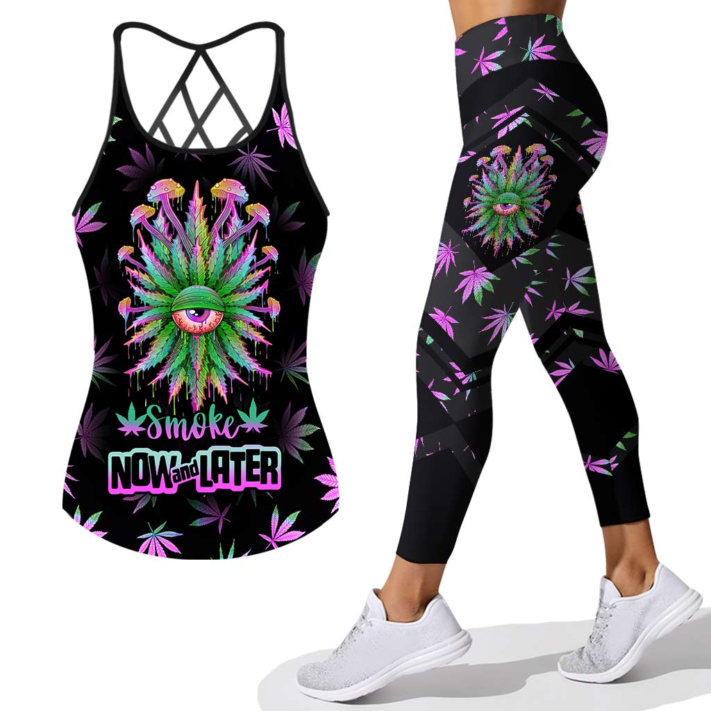 Smoke Now And Later - Weed Cross Tank Top and Leggings