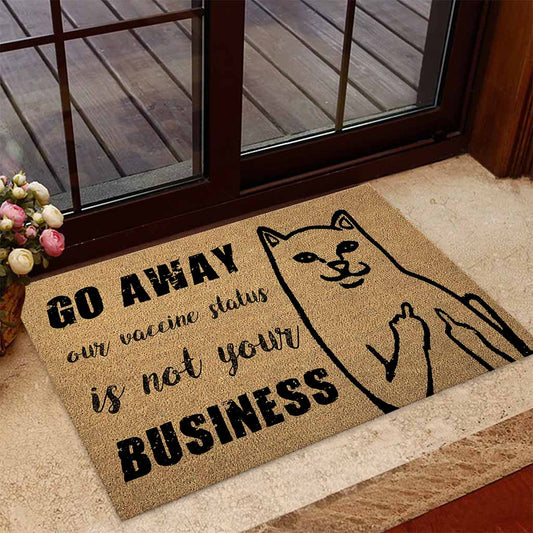 Go Away Coir Pattern Print  - Cat Doormat