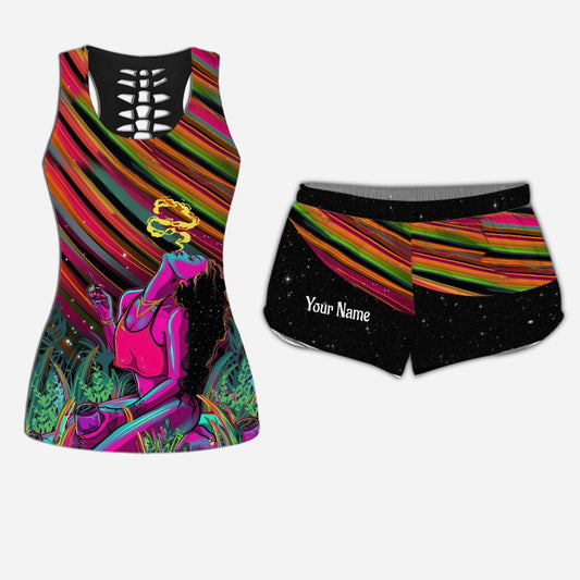 Get High Galaxy - Personalized Weed Hollow Tank Top And Women Shorts