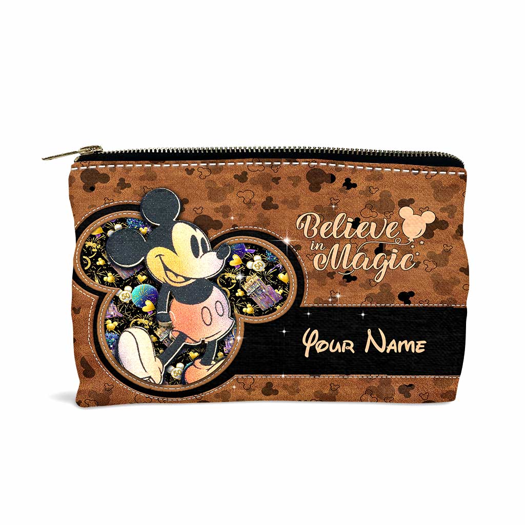 50 Years Of Magic Mouse Ears - Personalized Mouse Pouch With Leather Pattern Print