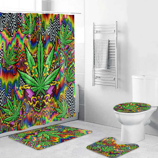 Thunder Smoke - Weed Bathroom Curtain & Mats Set