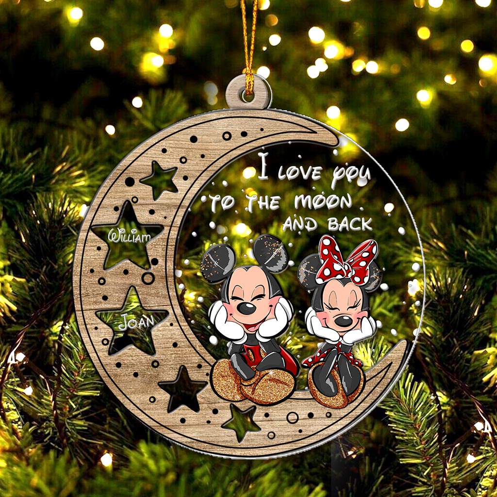 I Love You To The Moon And Back - Personalized Christmas Mouse Layers Mix Ornament