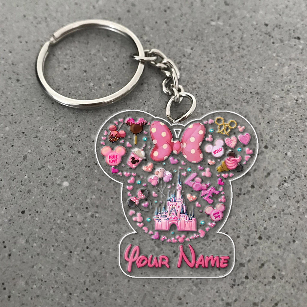 Sweet Holiday - Personalized Christmas Mouse Transparent Keychain