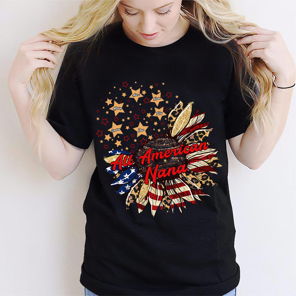 Nana's Flower - Personalized Independence Day T-shirt and Hoodie