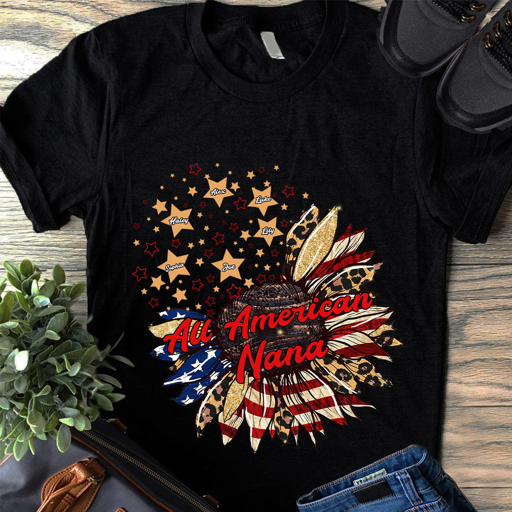 Nana's Flower - Personalized Independence Day T-shirt and Hoodie