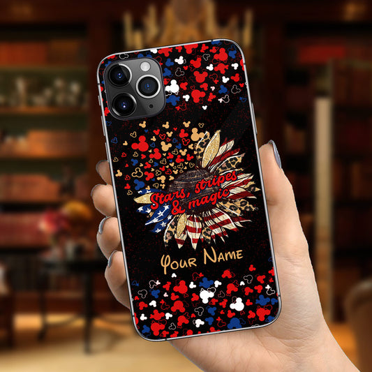 Stars Stripes And Magic - Personalized Independence Day Mouse Phone Case