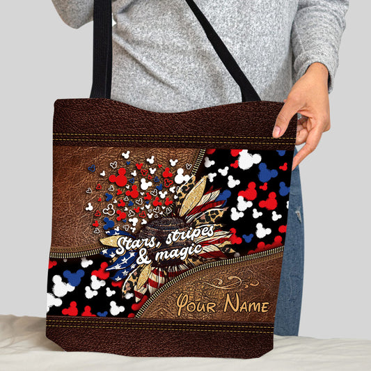 Stars Stripes And Magic - Personalized Independence Day Mouse Tote Bag