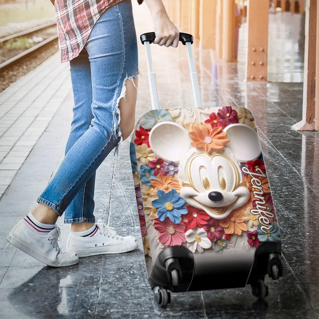 3D Effect Floral - Personalized Mouse Luggage Cover