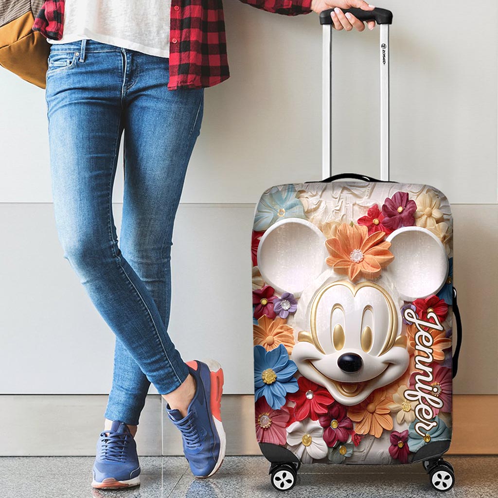 3D Effect Floral - Personalized Mouse Luggage Cover