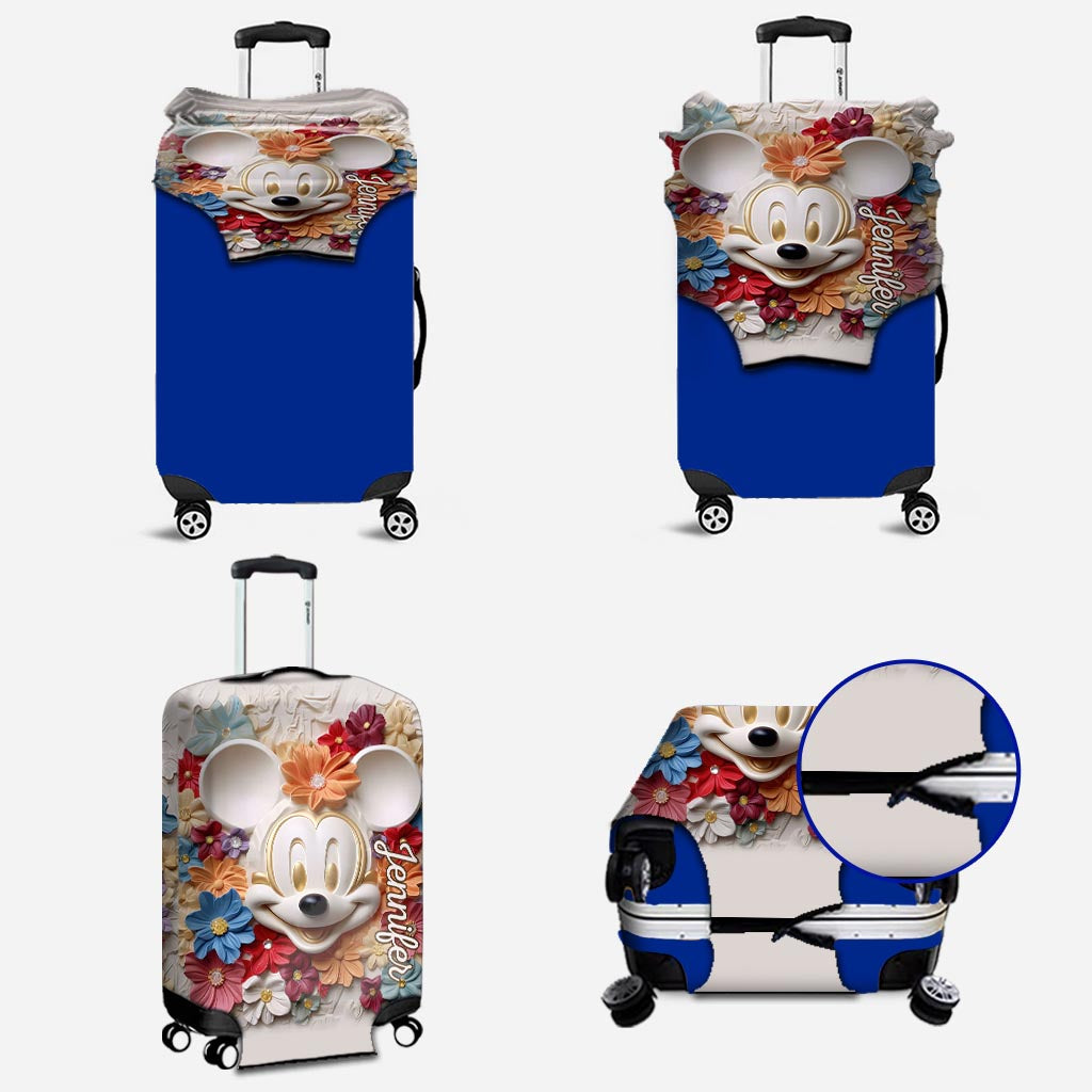 3D Effect Floral - Personalized Mouse Luggage Cover