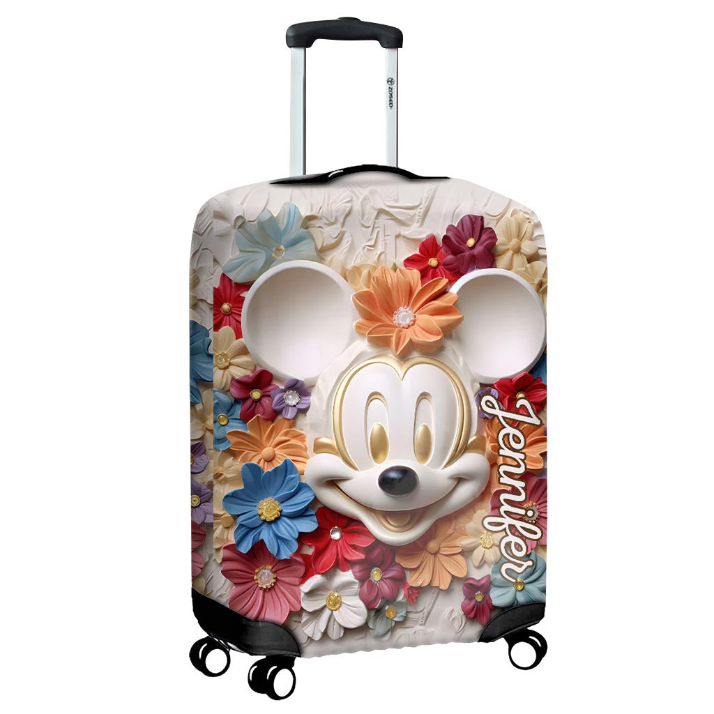 3D Effect Floral - Personalized Mouse Luggage Cover