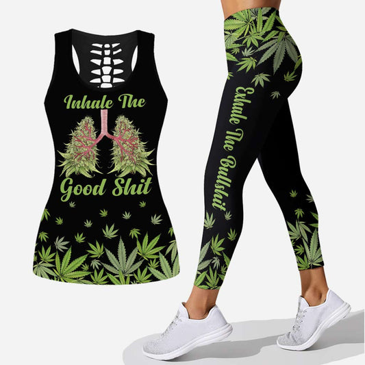 Inhale The Good - Personalized Weed Hollow Tank Top and Leggings