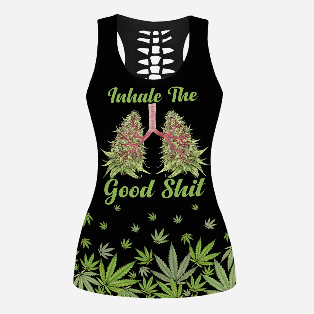 Inhale The Good - Personalized Weed Hollow Tank Top and Leggings