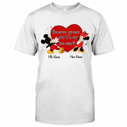 You Stole My Heart But I Will Let You Keep It - Personalized Couple Mouse T-shirt and Hoodie