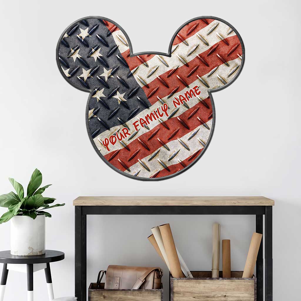 Best Day Ever Red White Blue Mouse Ears - Personalized Independence Day Cut Metal Sign