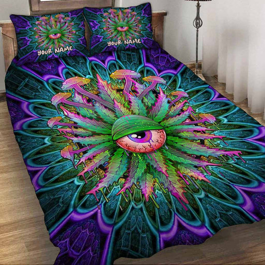 Magic Leaf Magic Eye - Personalized Weed Quilt Set