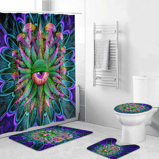 Magic Leaf Magic Eye - Weed Bathroom Curtain & Mats Set