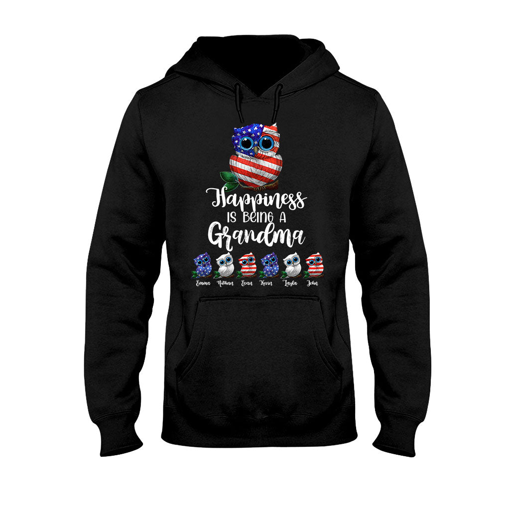 Happiness Is Being A Grandma - Personalized Independence Day T-shirt and Hoodie