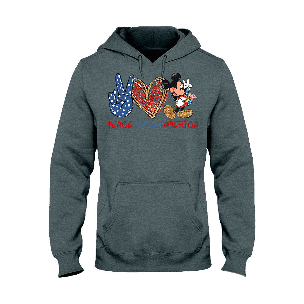 Peace Love Mouse Ears - Independence Day T-shirt and Hoodie