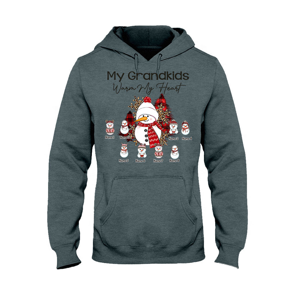 My Grandkids Warm My Heart - Personalized Christmas Grandma T-shirt and Hoodie
