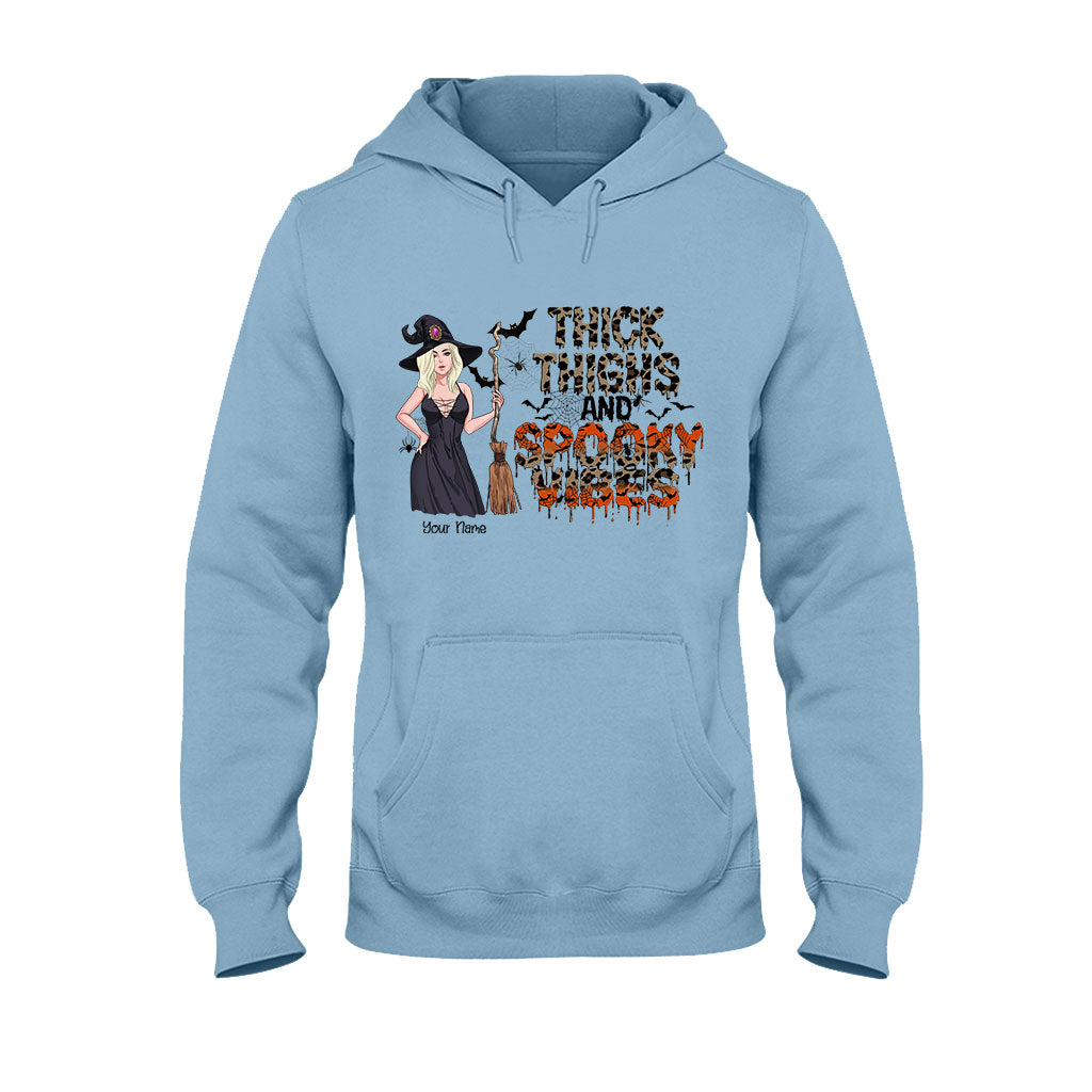 Thick Thighs And Spooky Vibes - Personalized Witch T-shirt and Hoodie