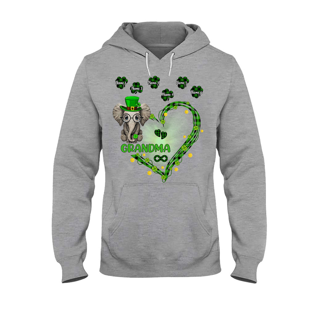 Patrick's Day Elephant - Personalized Grandma T-shirt and Hoodie