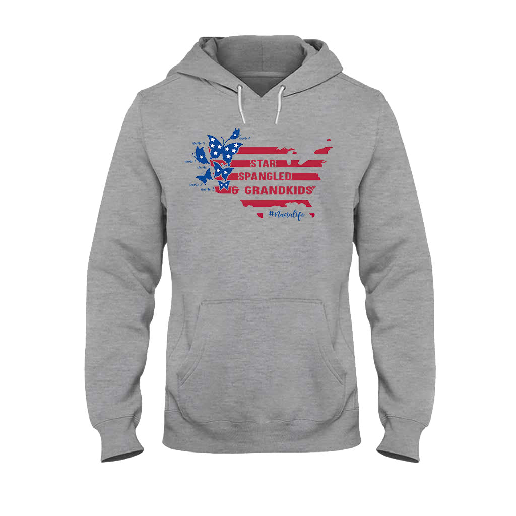 Star Spangled And Grandkids Patriotic - Personalized Independence Day Grandma T-shirt and Hoodie