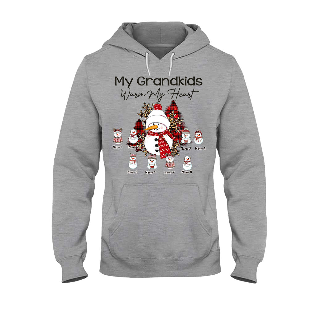 My Grandkids Warm My Heart - Personalized Christmas Grandma T-shirt and Hoodie
