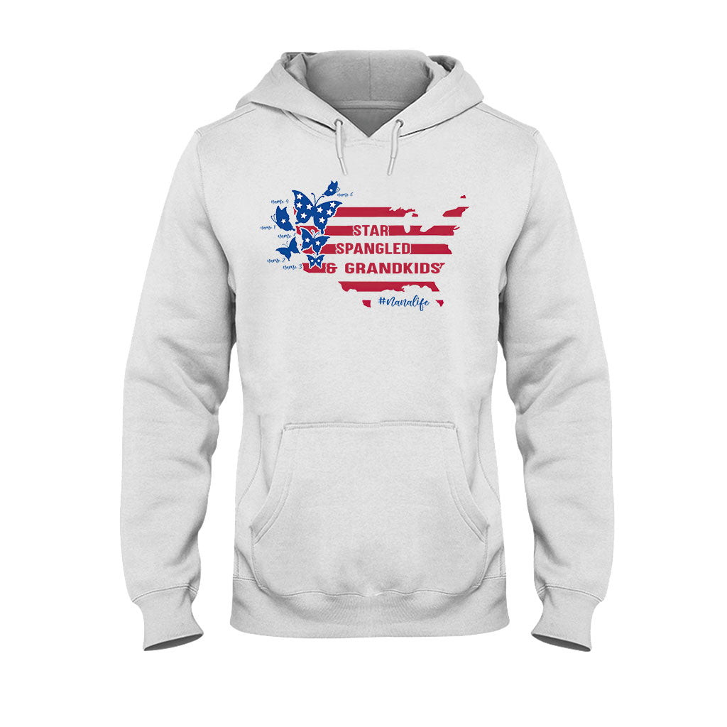 Star Spangled And Grandkids Patriotic - Personalized Independence Day Grandma T-shirt and Hoodie
