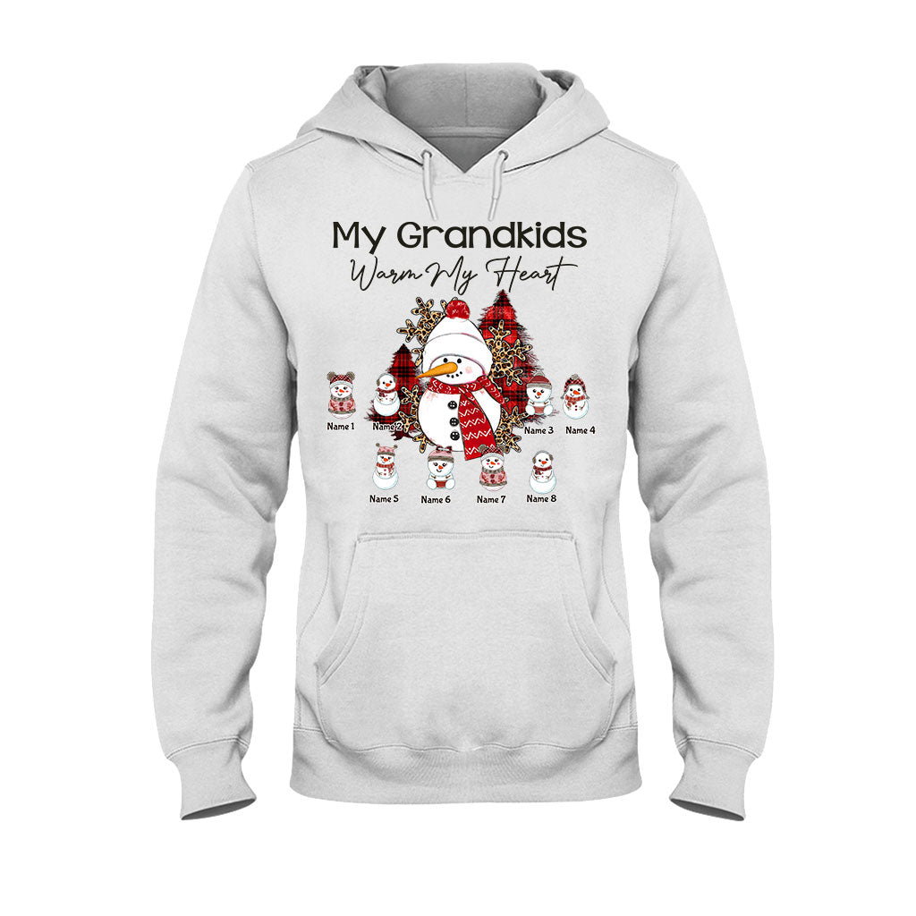 My Grandkids Warm My Heart - Personalized Christmas Grandma T-shirt and Hoodie