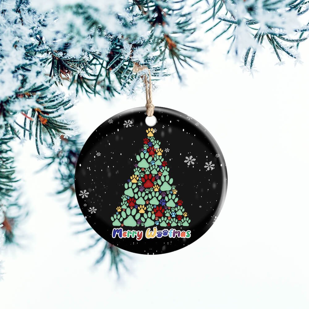 Merry Woofmas - Dog Ornament (Printed On Both Sides) 1122