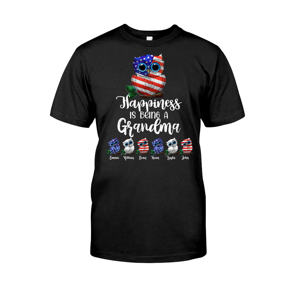 Happiness Is Being A Grandma - Personalized Independence Day T-shirt and Hoodie
