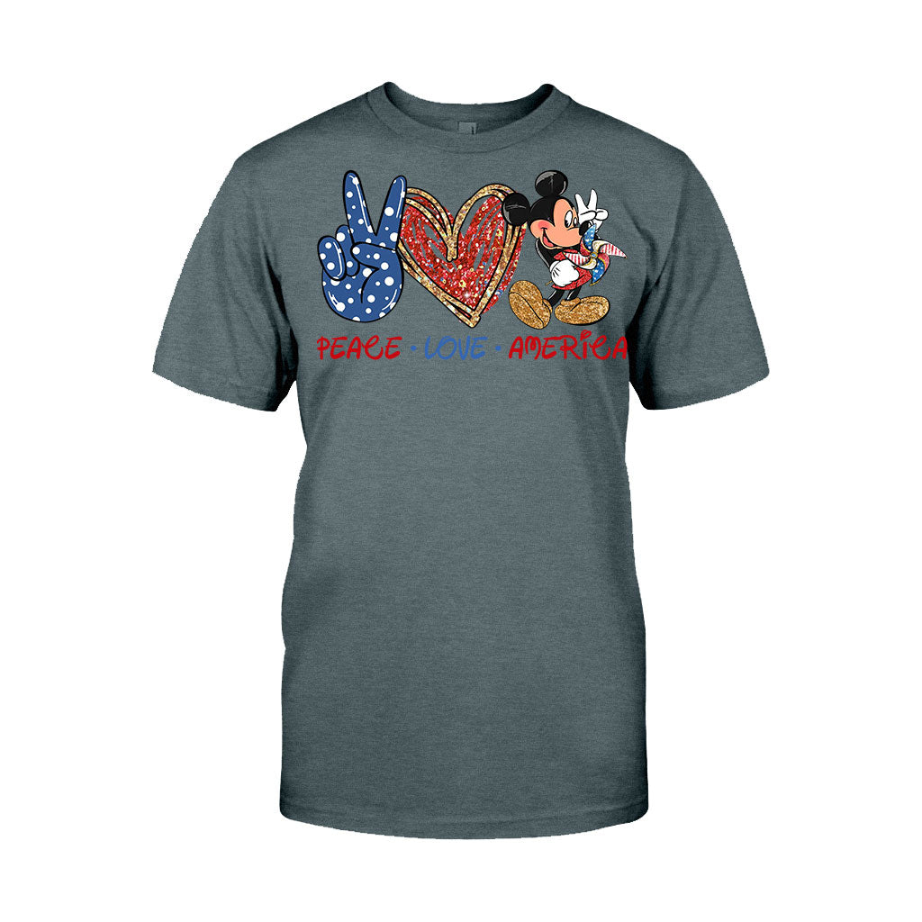 Peace Love Mouse Ears - Independence Day T-shirt and Hoodie