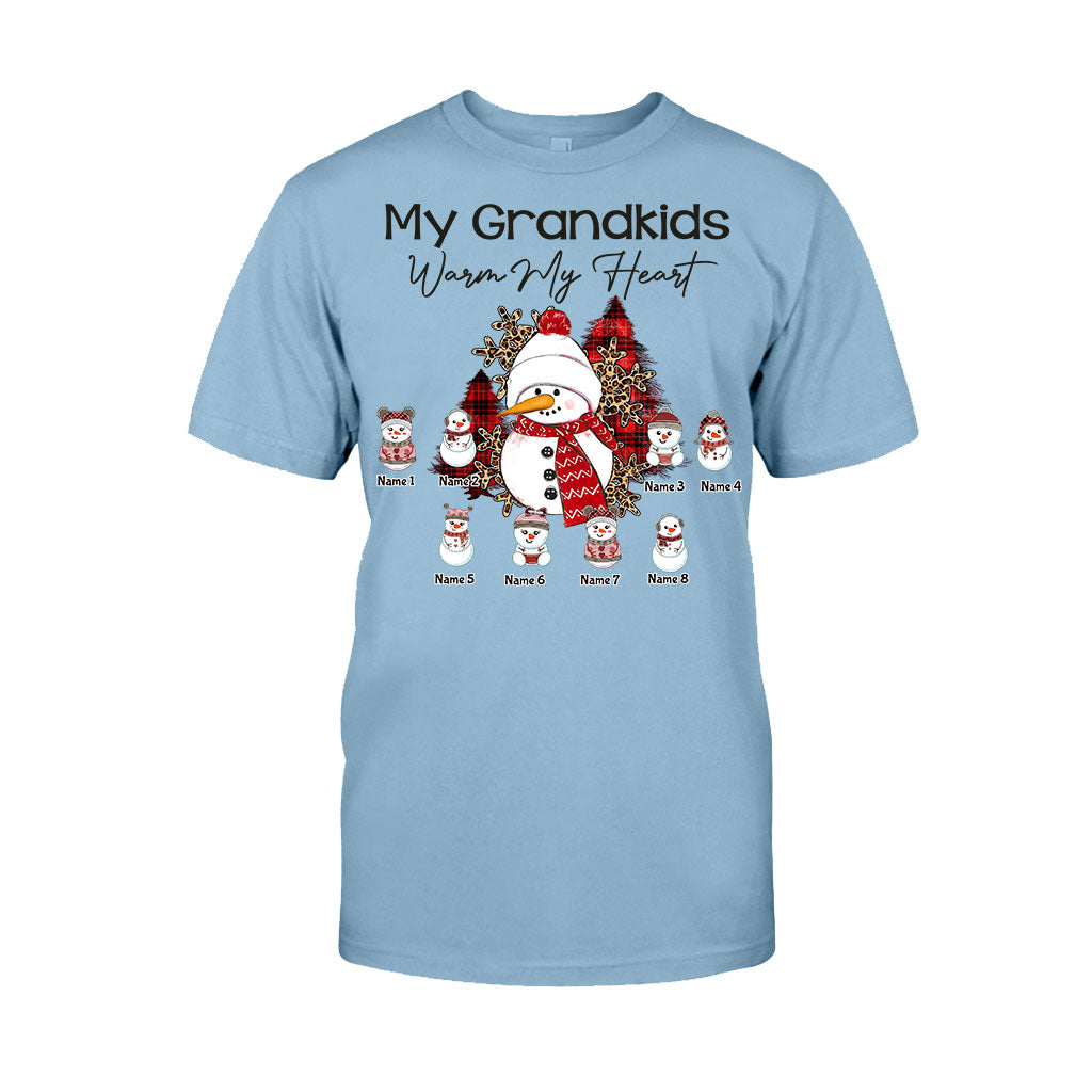 My Grandkids Warm My Heart - Personalized Christmas Grandma T-shirt and Hoodie