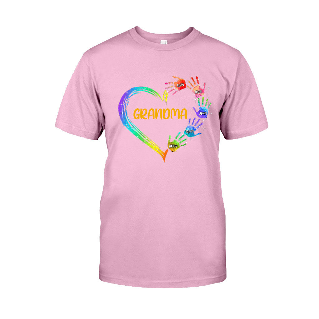 Grandma Heart Prints - Personalized Grandma T-shirt and Hoodie