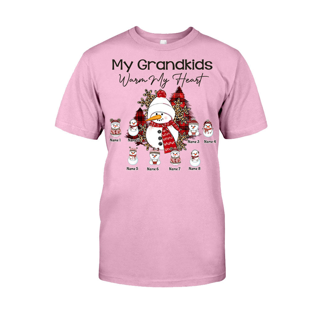 My Grandkids Warm My Heart - Personalized Christmas Grandma T-shirt and Hoodie