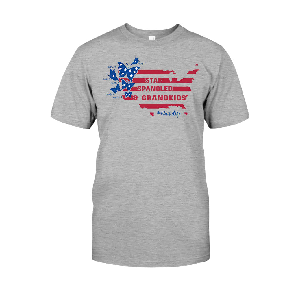 Star Spangled And Grandkids Patriotic - Personalized Independence Day Grandma T-shirt and Hoodie