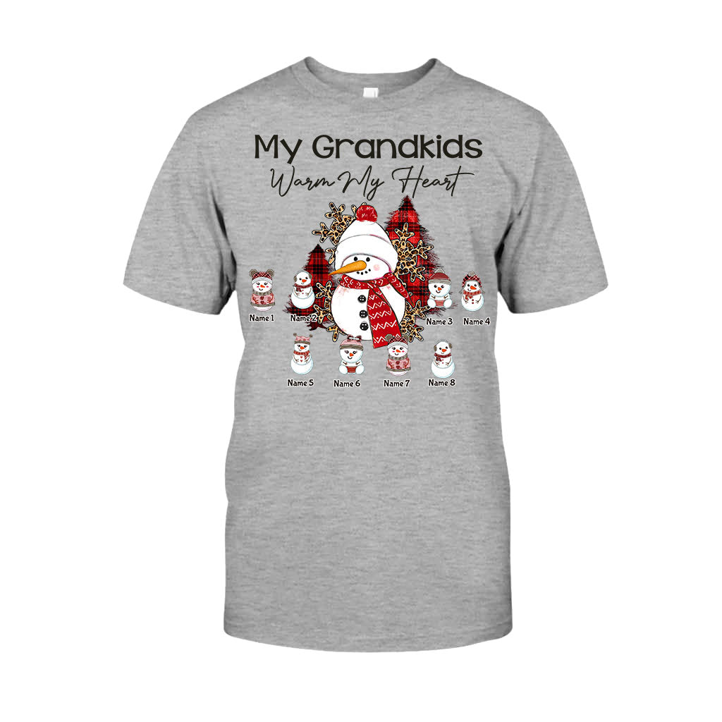 My Grandkids Warm My Heart - Personalized Christmas Grandma T-shirt and Hoodie
