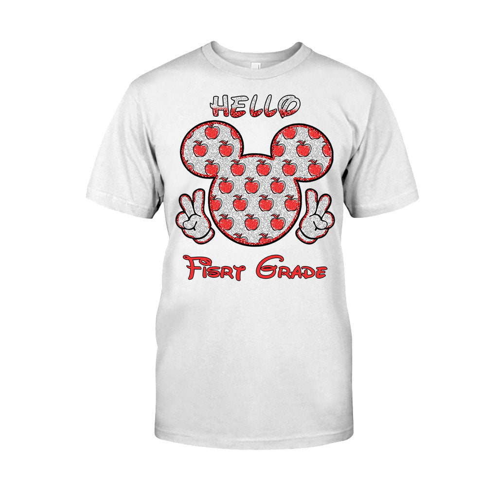 Hello School - Personalized Teacher T-shirt and Hoodie With Faux Glitter Print