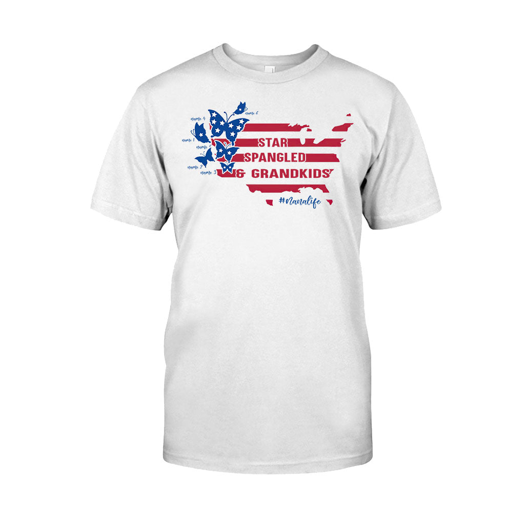 Star Spangled And Grandkids Patriotic - Personalized Independence Day Grandma T-shirt and Hoodie