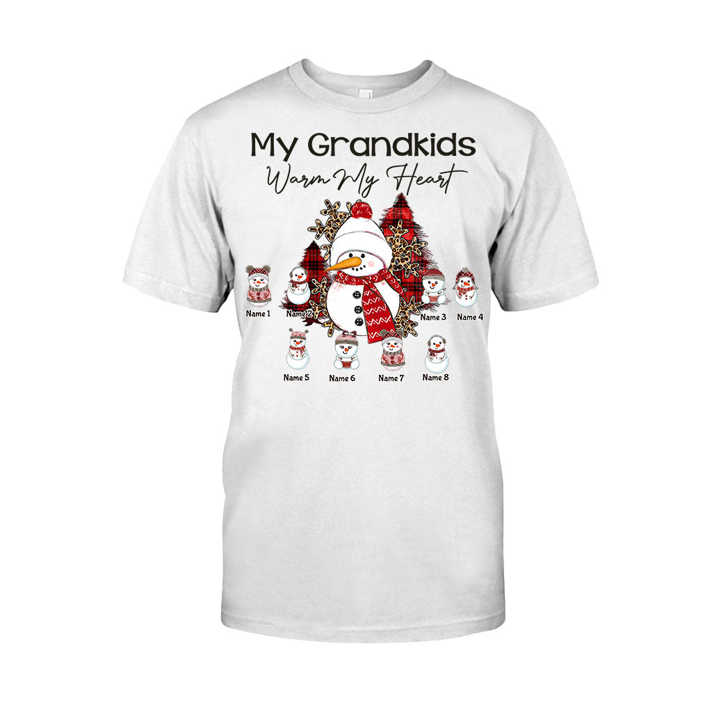 My Grandkids Warm My Heart - Personalized Christmas Grandma T-shirt and Hoodie