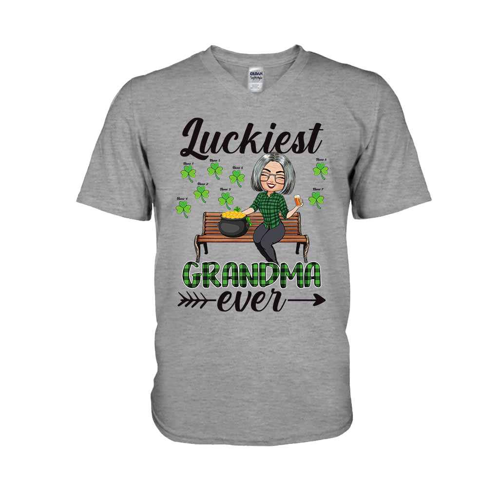 Luckiest Grandma Ever - Personalized St. Patrick's Day Grandma T-shirt and Hoodie