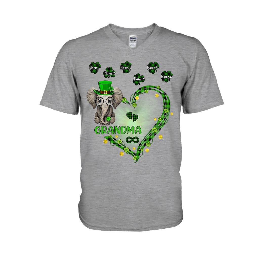 Patrick's Day Elephant - Personalized Grandma T-shirt and Hoodie