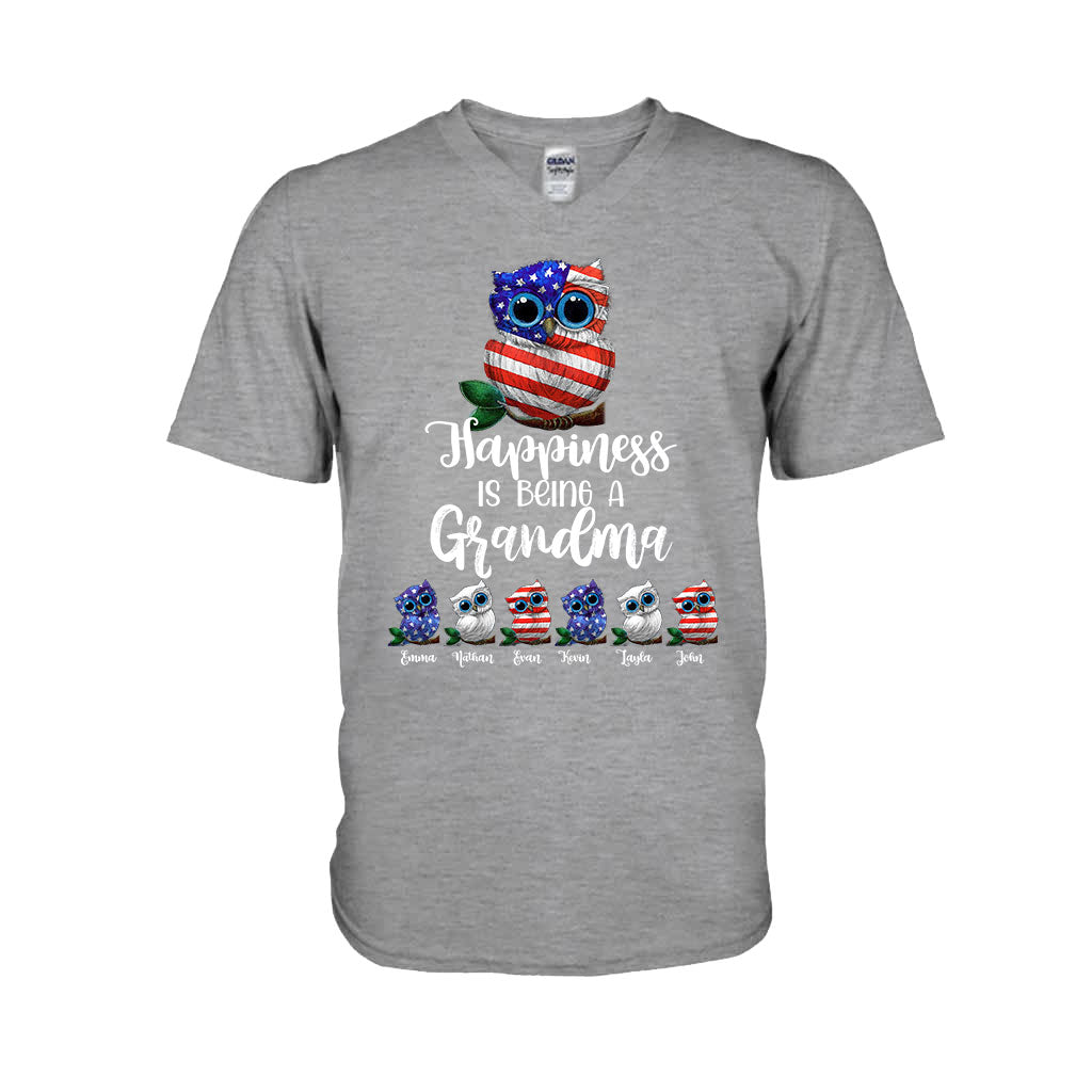 Happiness Is Being A Grandma - Personalized Independence Day T-shirt and Hoodie
