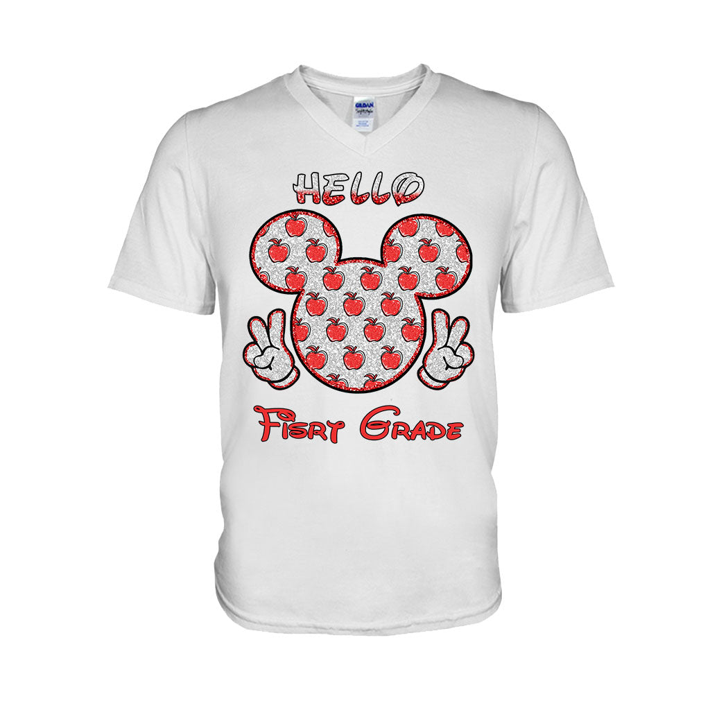 Hello School - Personalized Teacher T-shirt and Hoodie With Faux Glitter Print