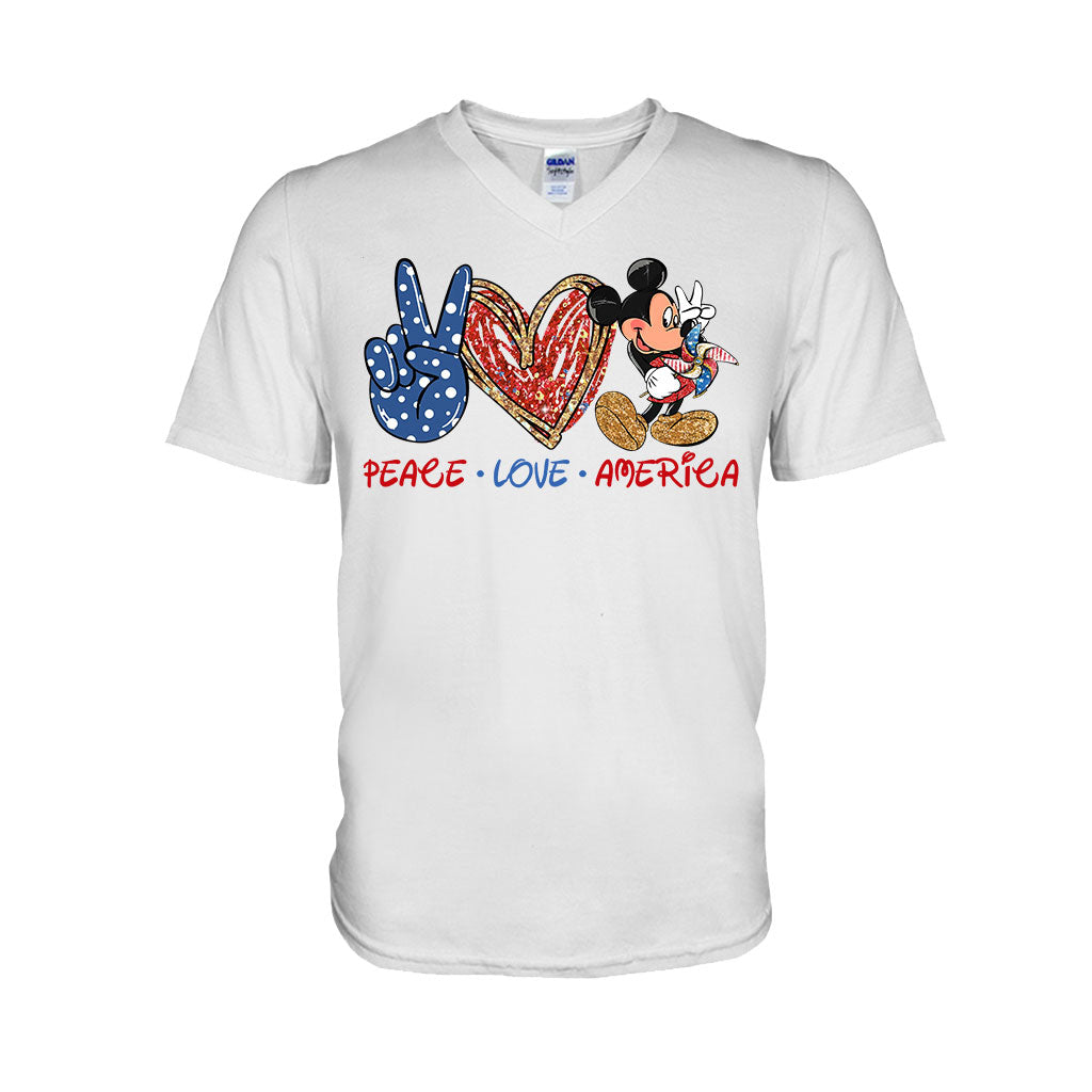 Peace Love Mouse Ears - Independence Day T-shirt and Hoodie