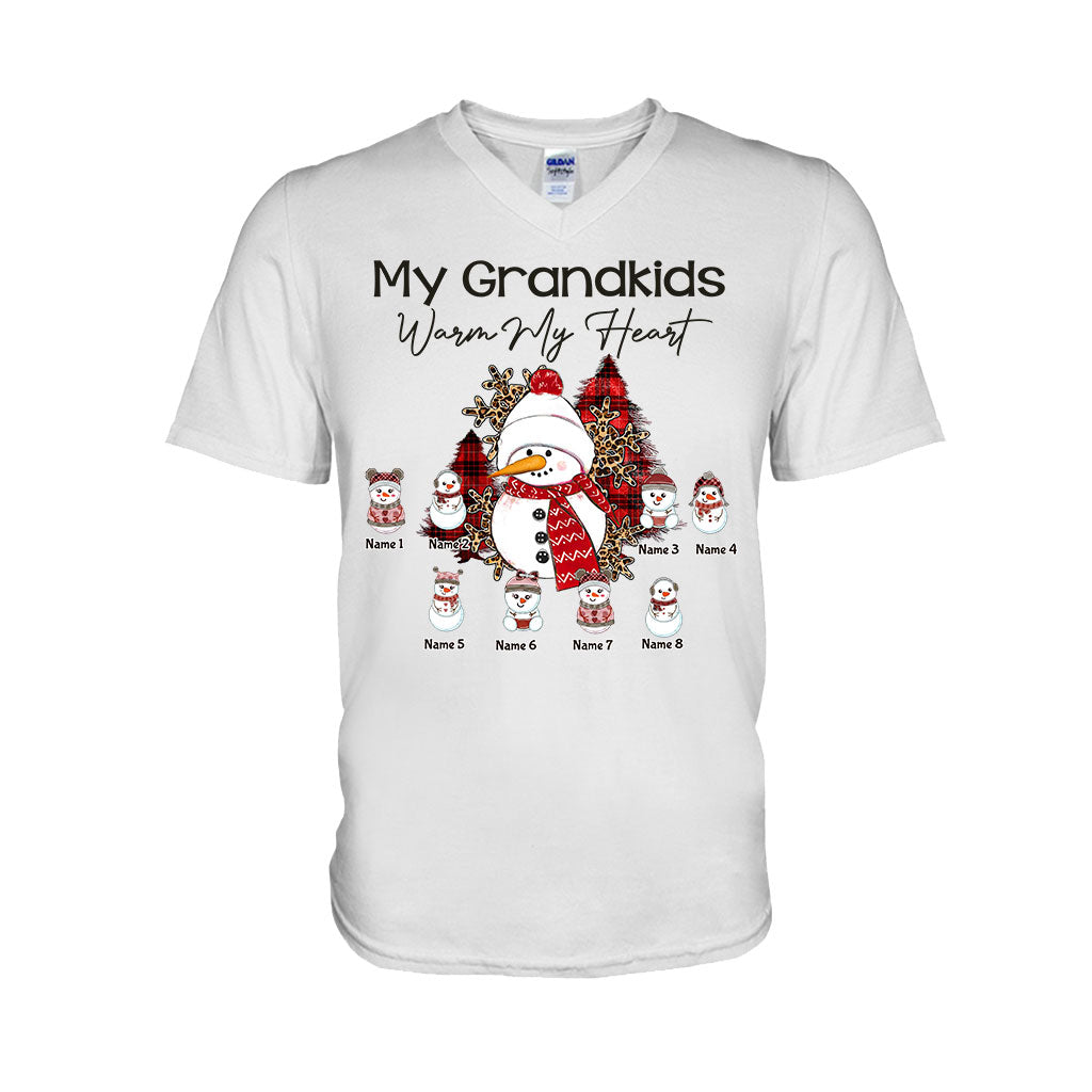 My Grandkids Warm My Heart - Personalized Christmas Grandma T-shirt and Hoodie