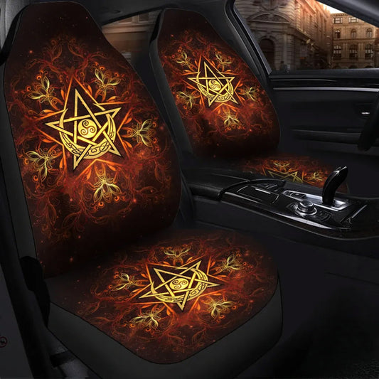 Celtic Wicca Celtic Triskelion Pentagram Moon-  Witch Seat Covers 0822