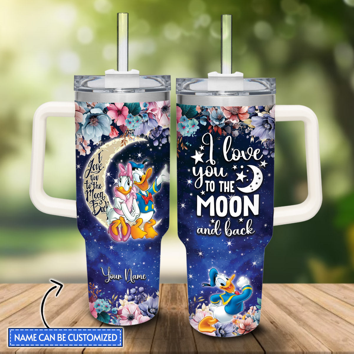 I Love You To The Moon And Back Personalized Mouse Tumbler With Handle 0224